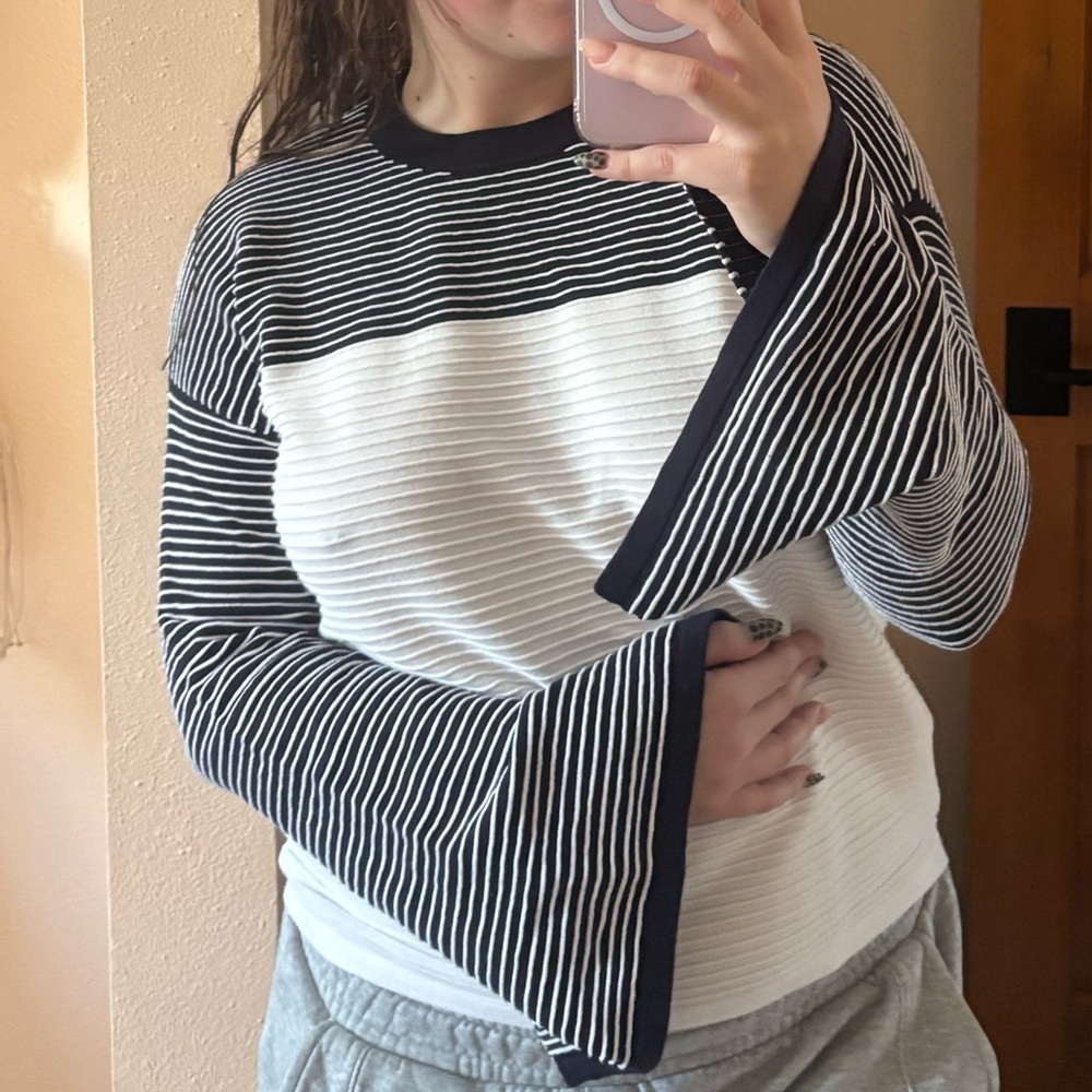 Striped Bell Sleeve Sweater